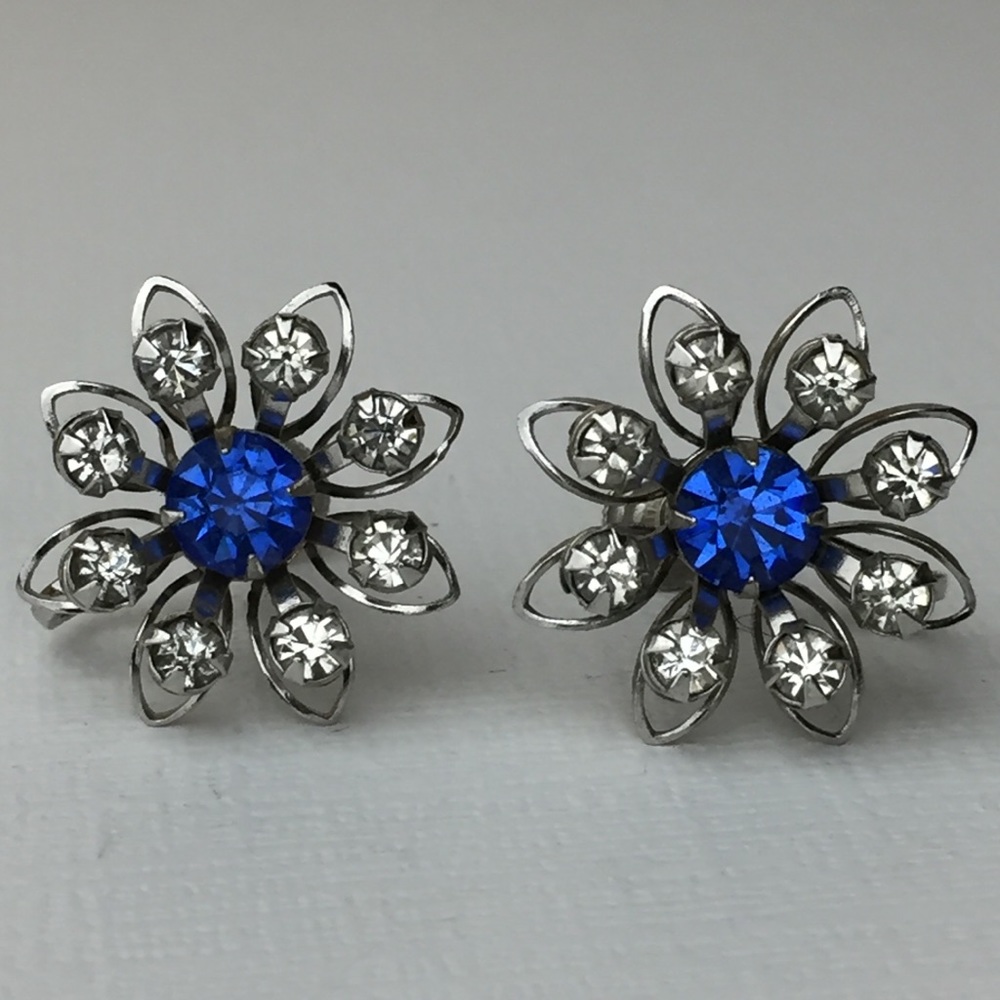 Vintage Bugbee & Niles Silver Rhinestone Earrings